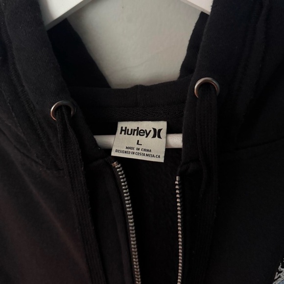 Hurley Surf Co. Black Graphic Printed Full Zip Hoodie Sweatshirt Jacket Medium - Picture 5 of 7